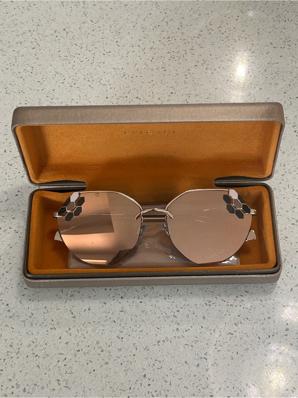 Bulgari Rose-Tinted Frameless Cat-Eye Sunglasses